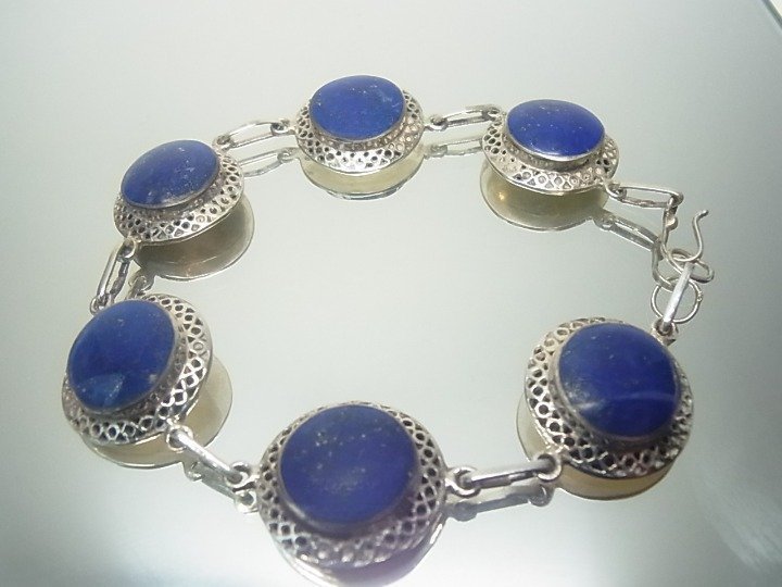 LAPIS LAZULI ARMBAND 20ct Silver 925 / LAPISLAZULI ARMBAND 20ct Silber 925