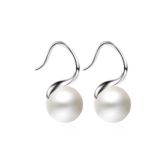 Eleganta silver pärlörhängen pärlor silverpläterade pärla imitation studs