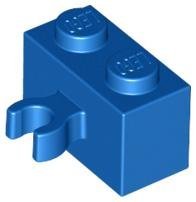 Blue Brick Modified 1 x 2 with Open O Clip Thick (Vertical Grip) - LEGO - 30237