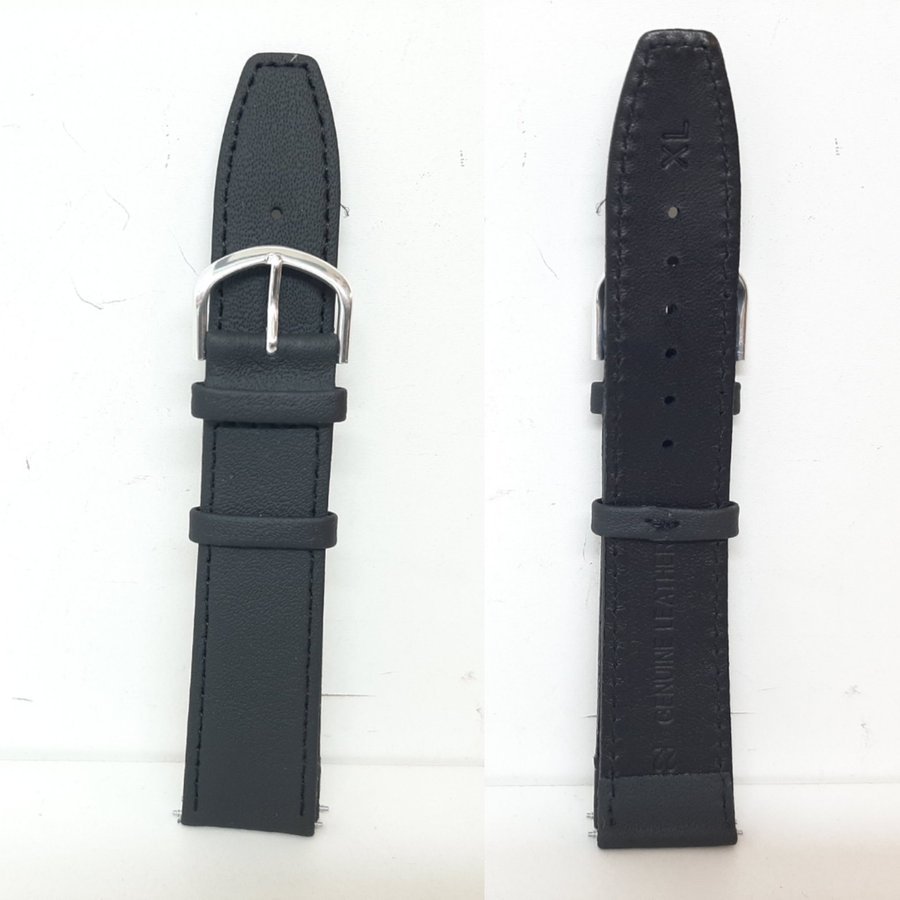 Extra lång Klockarmband Kalvskinn svart 22mm2 Bandstift armbandsur HerrDam