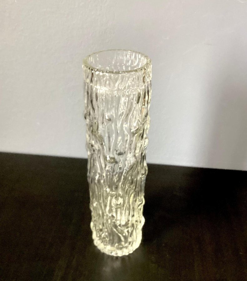 Vintage Retro Glasvas med bark eller is mönster Glas Vas