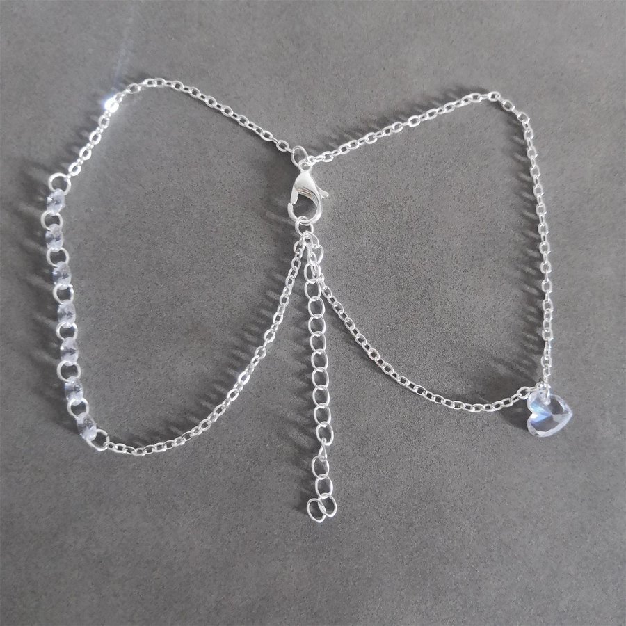 Söt anklet/armband Kristall + Kärlek