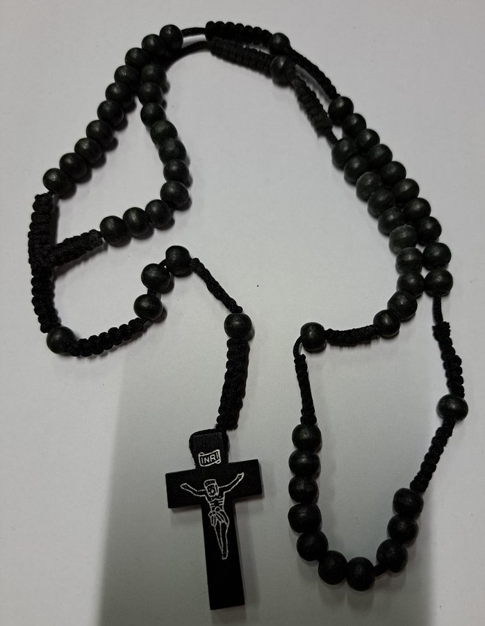 Handmade Rosary Religiöst radband svart trä med Jesus Kristus