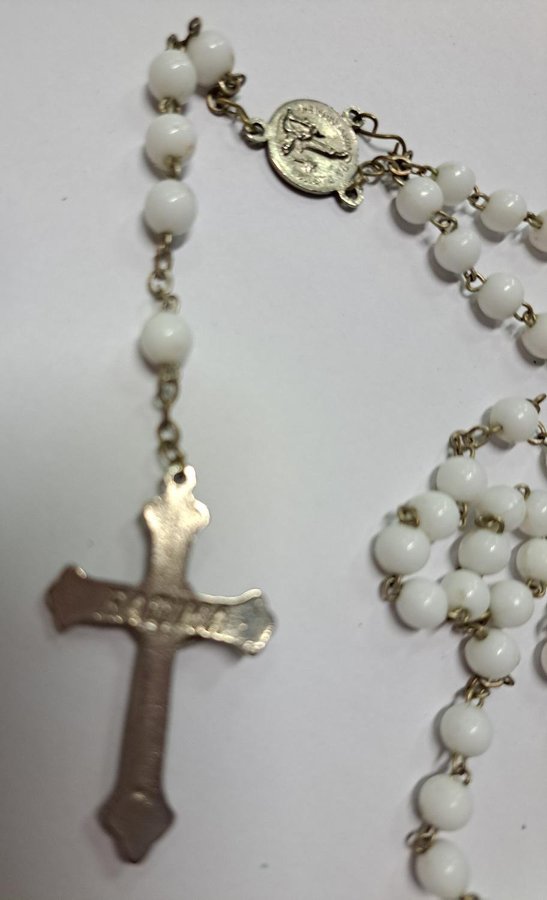 Handmade Rosary Religiöst radband Vit med Jesus Kristus