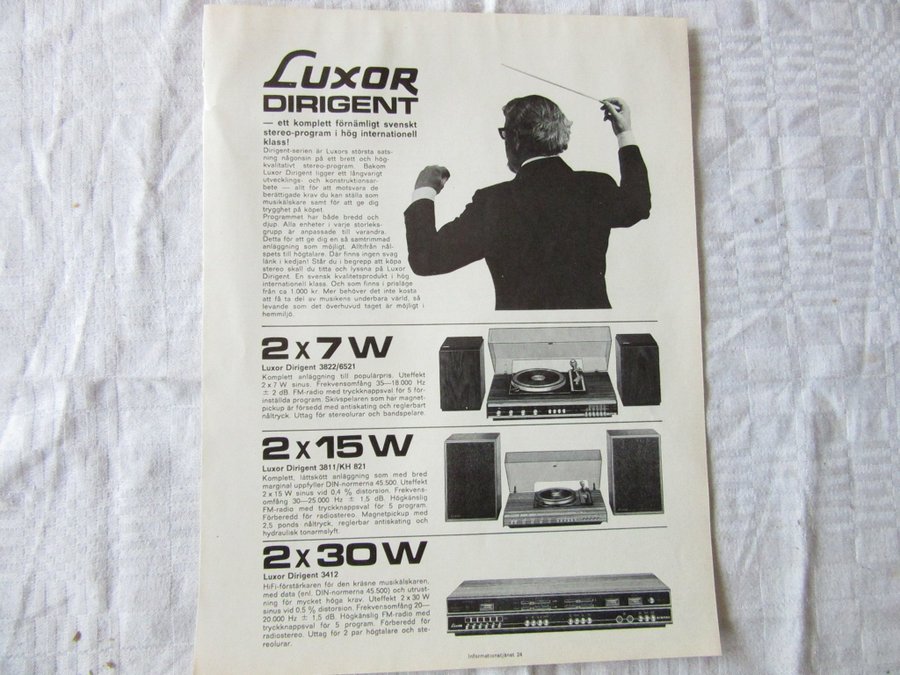 Luxor Dirigent reklam annons 1972