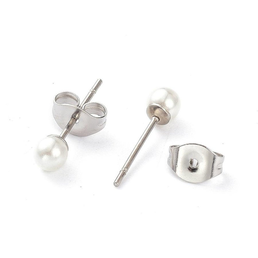 REA___REA___Studs Örhängen i 316L stål med c:a 6 mm vit pärla