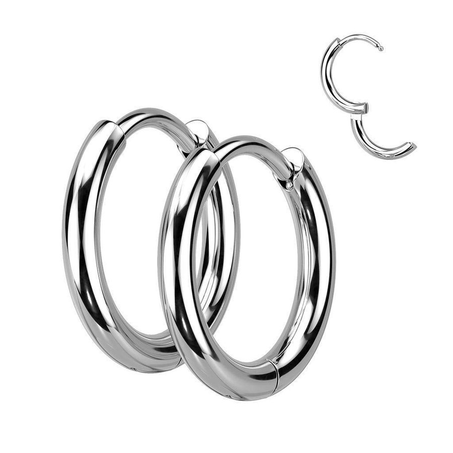 REA___REA___1 Par 14mm Hoops örhängen i Svart i 316L stål