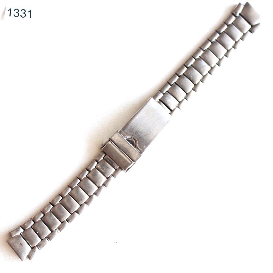 Beg klockarmband i stål med fliplås fäste vid uret ca 122 mm