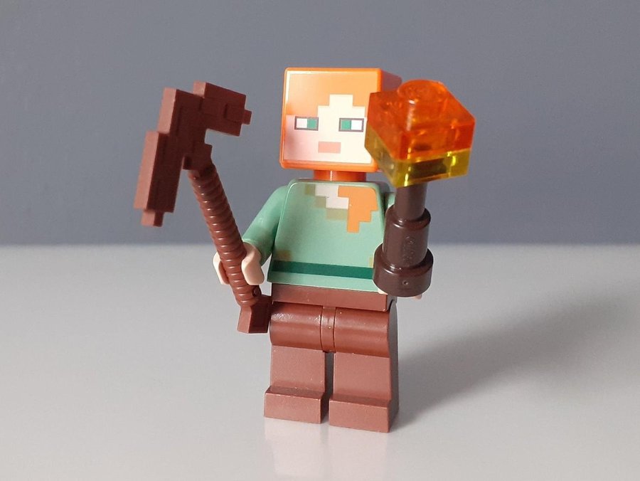 Lego Minecraft Alex Fackla Trähacka figur minifigur gubbe