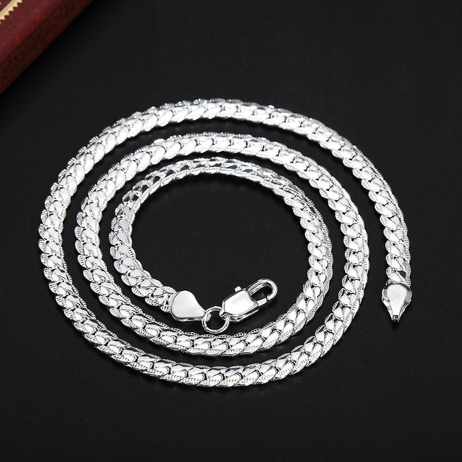 Silver halsband länk 60cm 5mm silverpläterad 925 stämplad länkhälsband pansar