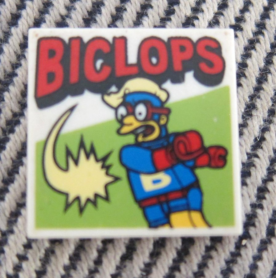 1 st LEGO Tile Platta 2 x 2 Vit The Simpsons Series 1 Biclops