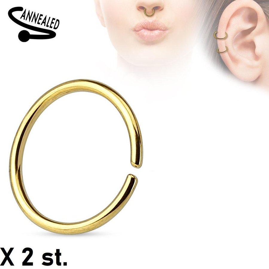 REA__REA__2x8 mm Piercing ring i Guldpläterad 316L stål 18G=1mmtjock