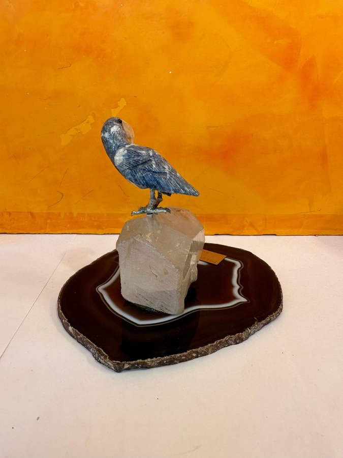 Vacker fågel skulptur naturliga kvarts- och ametist kristaller från Brazil