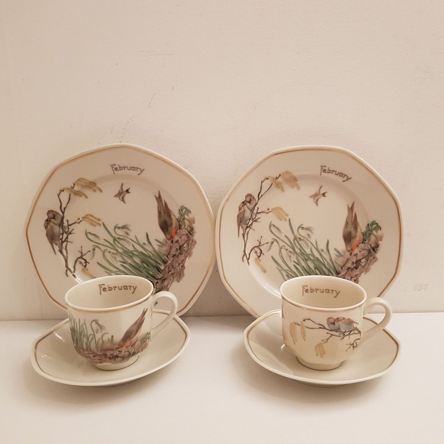 Heinrich Tyskland Villeroy  Boch Set med 2 tekoppar/Kaffekoppar med assiett