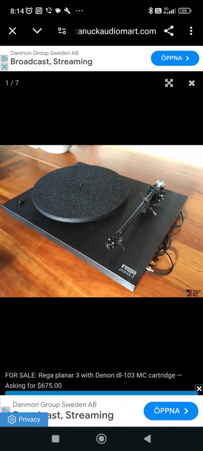 Rega Planar 3 med Denon dl-103 MC