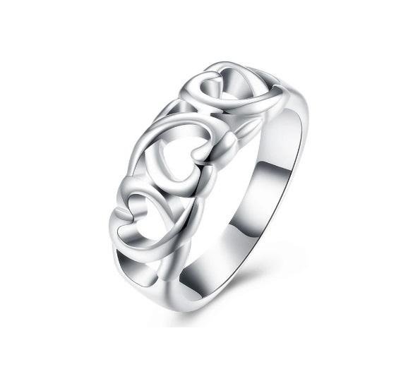 19mm Snygg silver ring hjärta Stämplad 925 Sterling silverpläterad nikelfri gåva