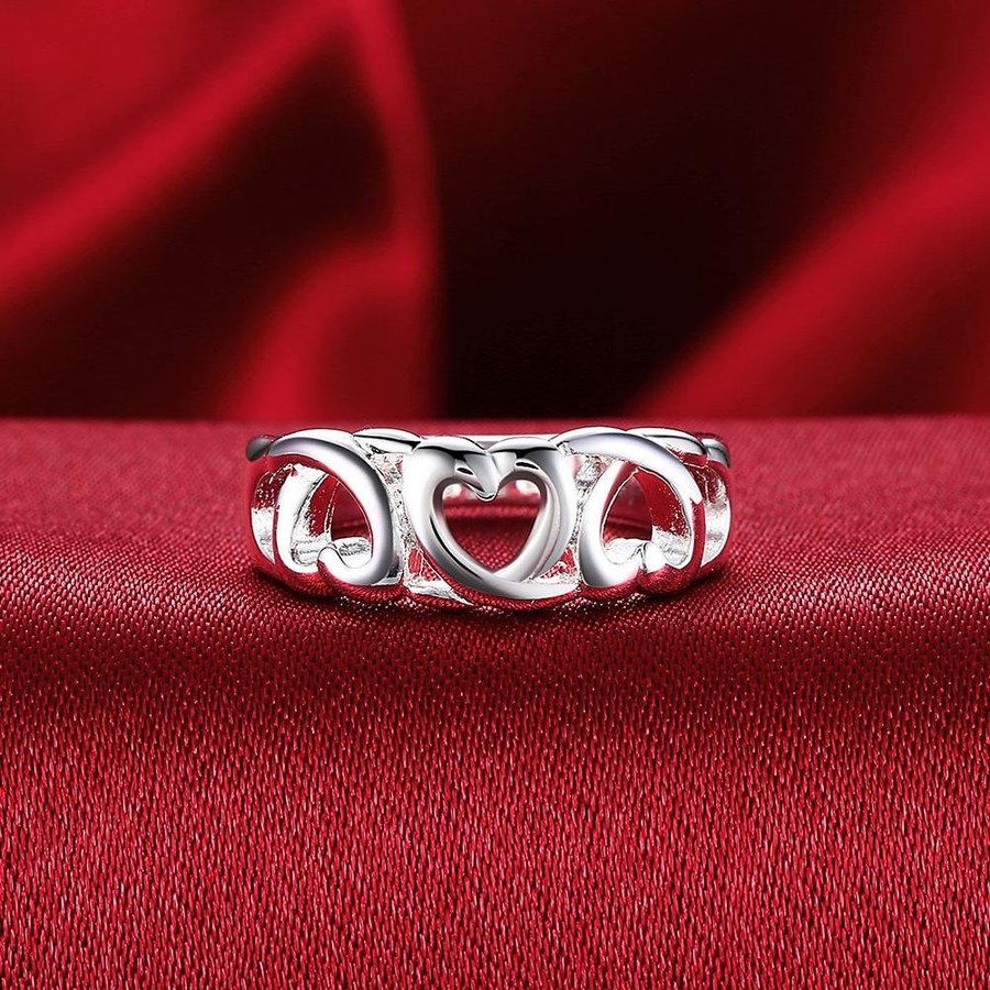 19mm Snygg silver ring hjärta Stämplad 925 Sterling silverpläterad nikelfri gåva