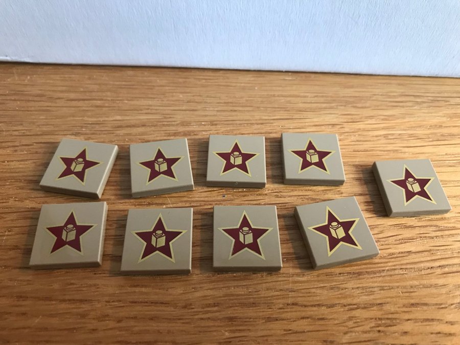 9st Lego Tile 2 x 2 with Gold Star with Brick in Center Pattern