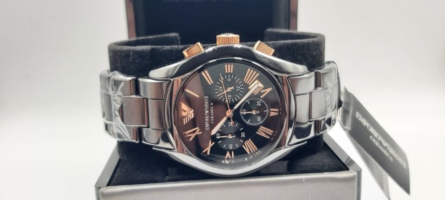 Emporio Armani Valente AR1410 Ceramica Chronograaf Herenhorloge nieuw