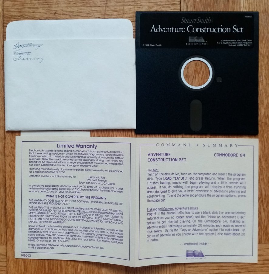 Adventure Construction Set (Electronic Arts) Disk ->TESTAD<- Commodore 64 / C64