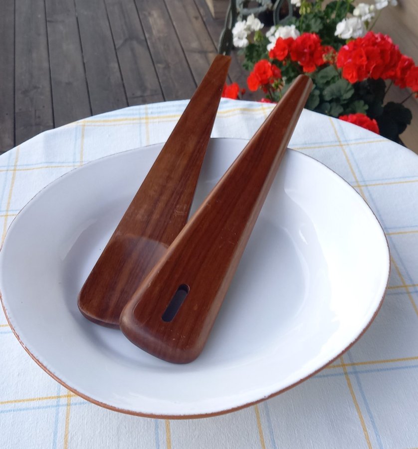 Danska salladsbestick i teak (?) ca. 1960-tal XXL 37 cm långa