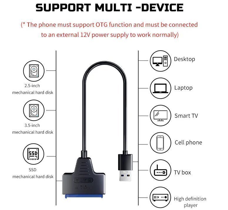 USB 3.0 till SATA-kabel USB till SATA III-drivrutinskabel