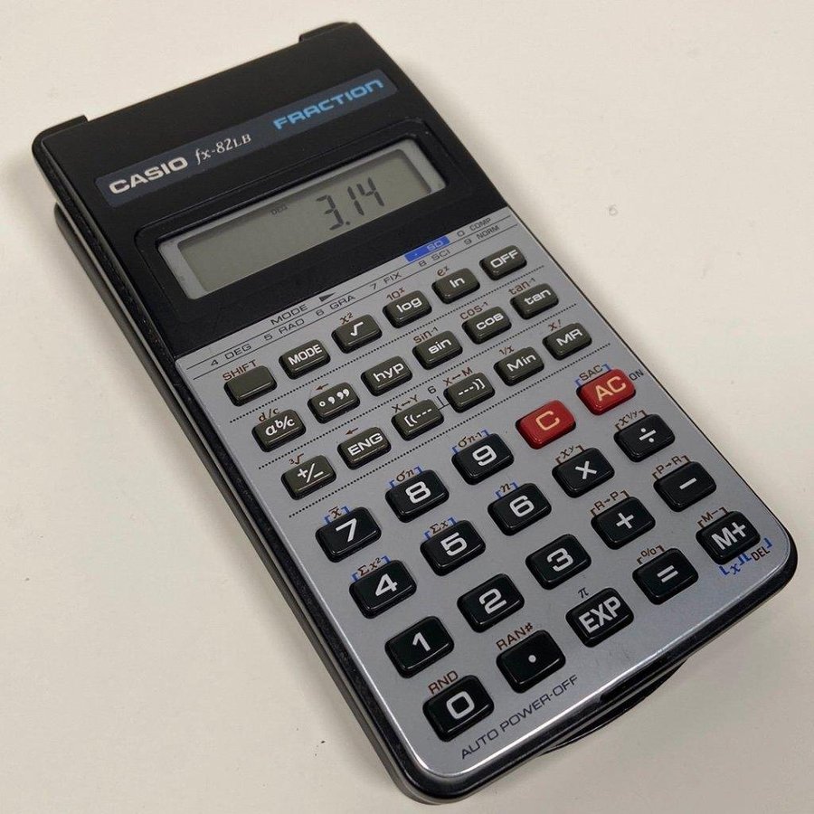 Vintage Casio fx-82lb Fraktion Miniräknare Scientific Calculator Kalkylator