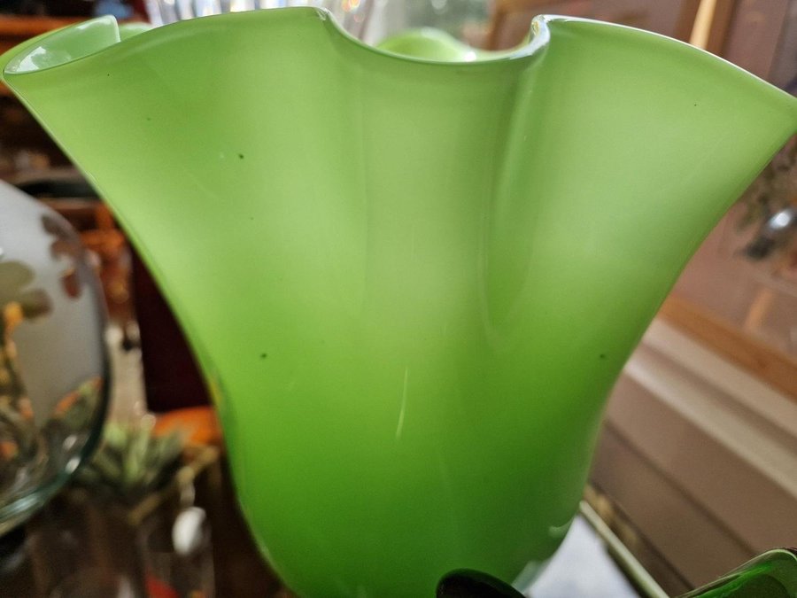 Vas tulpanvas organiska form glas grön