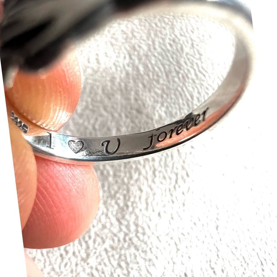 Fin justerbar kram silver 925 ring - I LOVE YOU - FOREVER