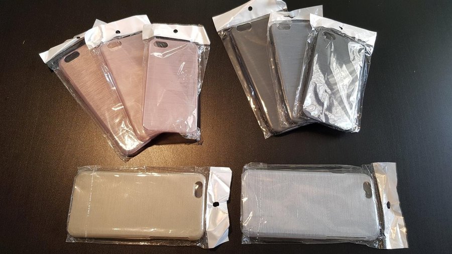 Skal Iphone 6 PLUS - Plastskal som borstat stål - Rosa - NYA i förpackning