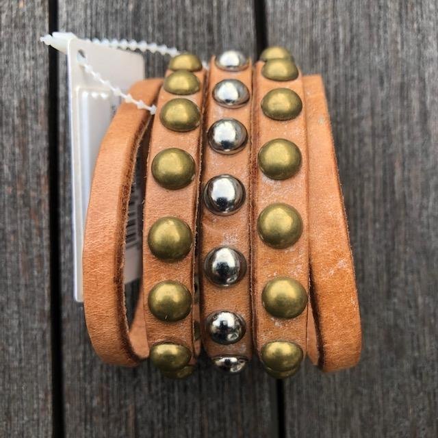 Warehouse vintage ladies five strand leather bracelet with metal studs - NEW