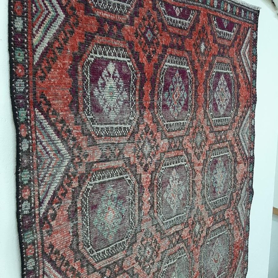 Äkta Vintage matta ca: 266x123 cm - 100% ull - Tvättad  klart - Handknuten