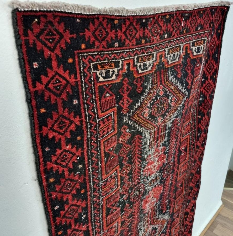 Äkta Vintage matta ca: 178x87 cm - 100% ull - Tvättad  klart - Handknuten