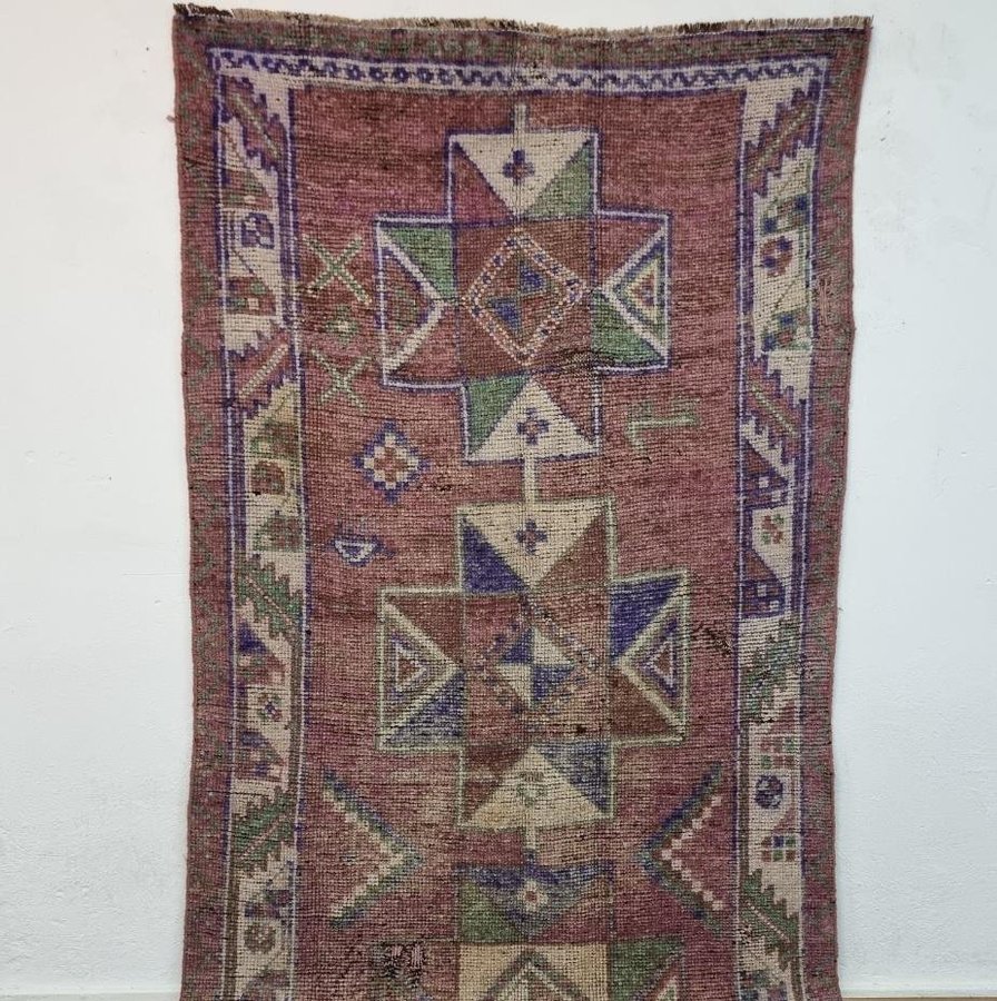 Äkta Vintage matta ca: 394x117 cm - 100% ull - Tvättad  klart - Handknuten