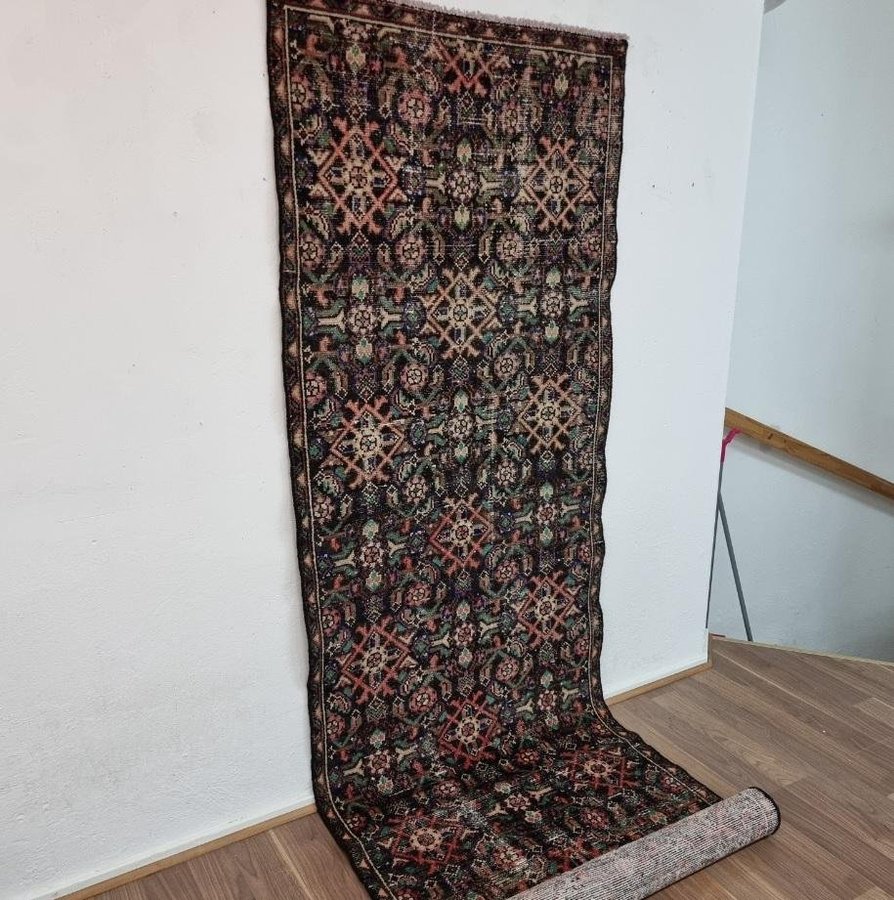 Äkta Vintage matta ca: 312x88 cm - 100% ull - Tvättad  klart - Handknuten