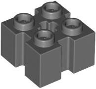 Dark Bluish Gray Brick Modified 2 x 2 with Grooves and Axle Hole - LEGO - 90258