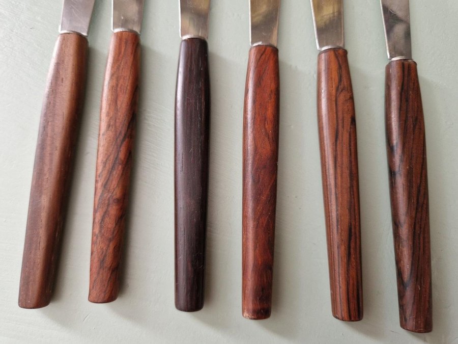 6 st knivar frukostknivar fruktknivar SOLINGEN teak rostfri stål RETRO