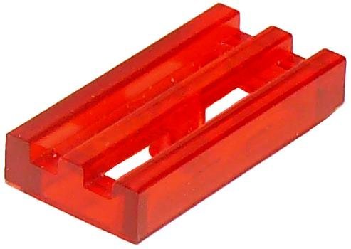 Trans-Red Tile Modified 1 x 2 Grille with Bottom Groove / Lip - LEGO - 2412b