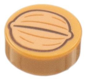 Medium Nougat Tile Round 1 x 1 with Nougat Walnut Pattern - LEGO - 98138pb322