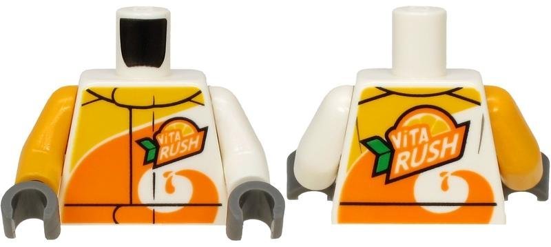 White Torso Jacket with Orange Spiral 'ViTA R - LEGO - Minifigur - 973pb3407c01