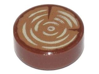 Reddish Brown Tile Round 1 x 1 with Tree Stump - LEGO - 98138pb042