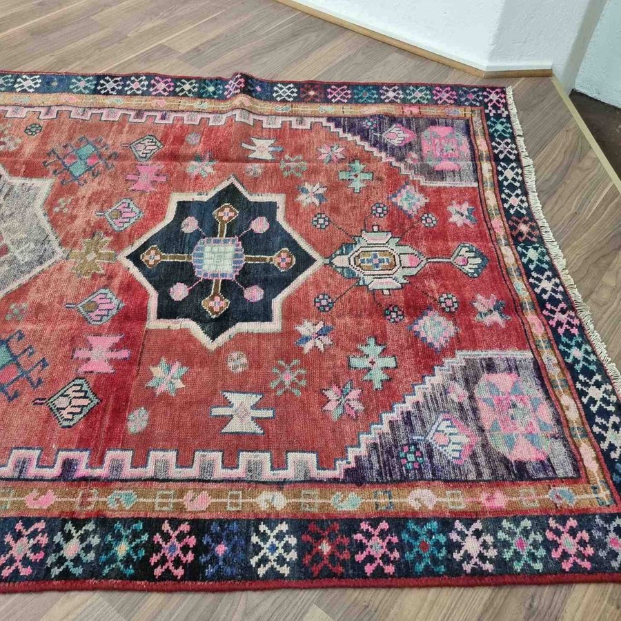 Äkta Vintage matta ca: 280x140 cm - 100% ull - Tvättad  klart - Handknuten