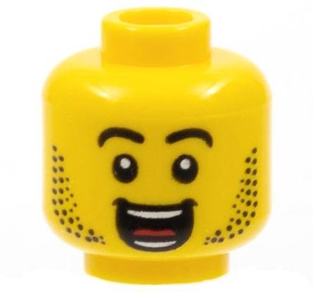 Yellow Minifigure Head Black Eyebrows Beard - LEGO - 3626cpb2898