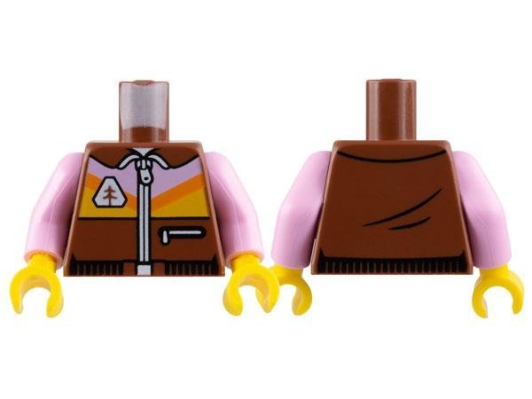 Reddish Brown Torso Jacket White Zipper Brig - LEGO - Minifigur - 973pb5016c01