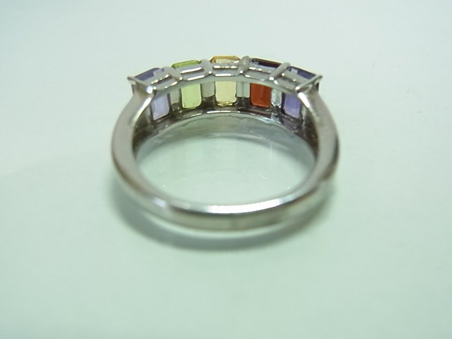 DESIGNER MULTICOLOR ÄDELSTENSRING 22 CA SILVER / MULTICOLOR EDELSTEIN RING