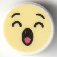 Tile Round 1 x 1 with Emoji Bright Light Yellow Face LEGO - 98138pb349