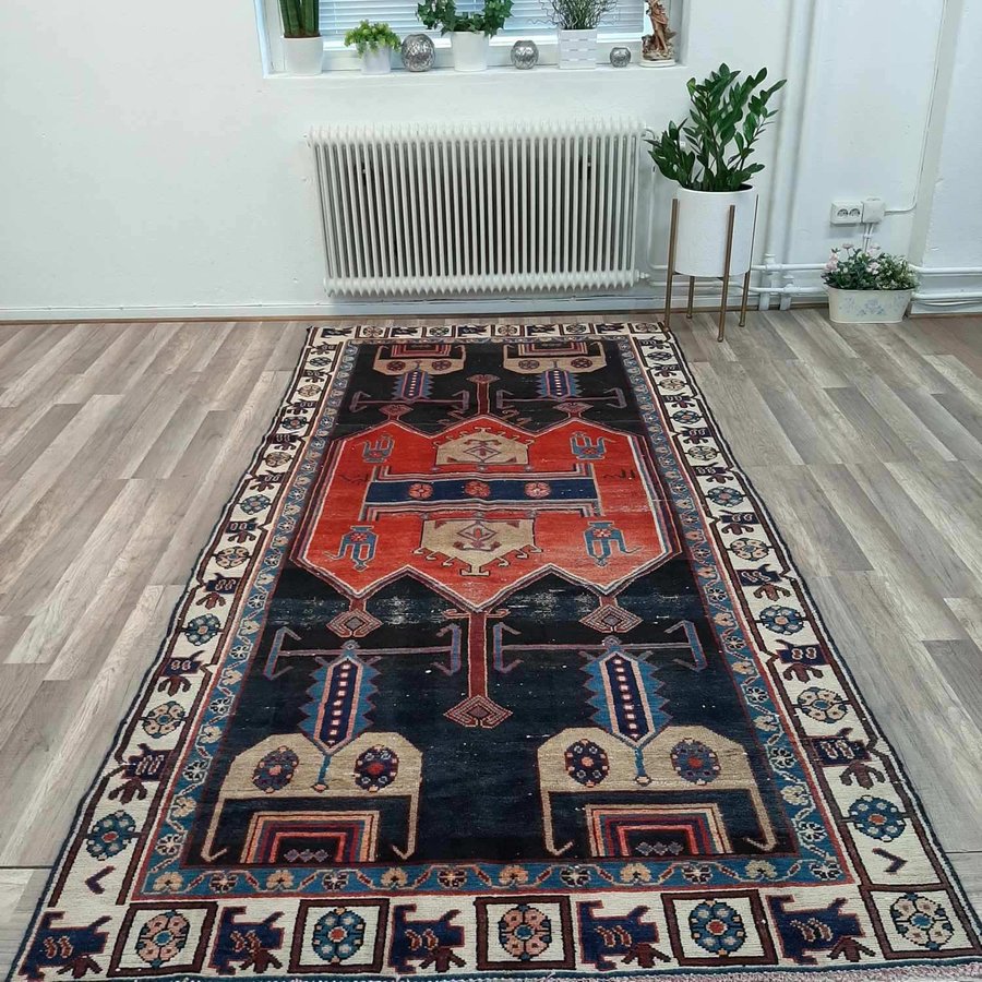 Äkta Vintage matta ca: 270x138 cm - 100% ull - Tvättad  klart - Handknuten