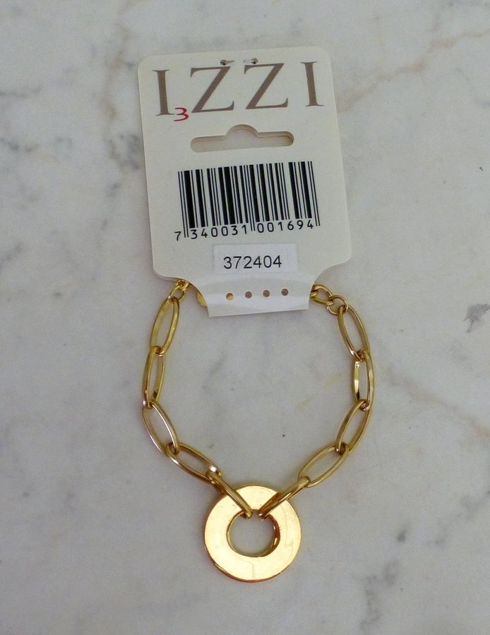 Guldfärgad nickelfri kedjelänk/armband med rund ring