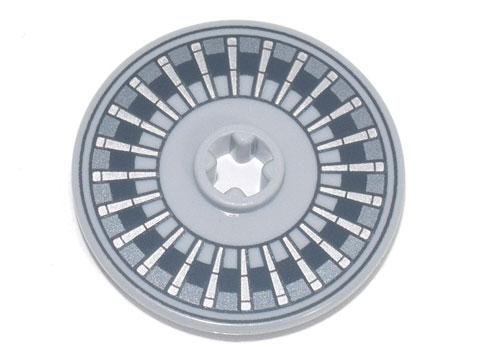 Light Bluish Gray Technic Disk 3 x 3 with Silver Spokes Patt - LEGO - 2958pb095