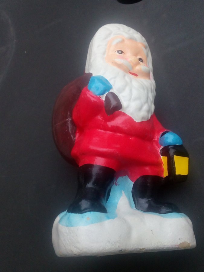 Vintage retro jultomte jul tomte nisse tomtenisse Santa Claus med lykta och säck